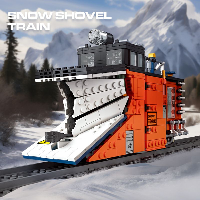 JIESTAR 59095 Snow Shovel Train Xếp hình lắp ráp ghép mô hình Xử lý tuyết đang cày