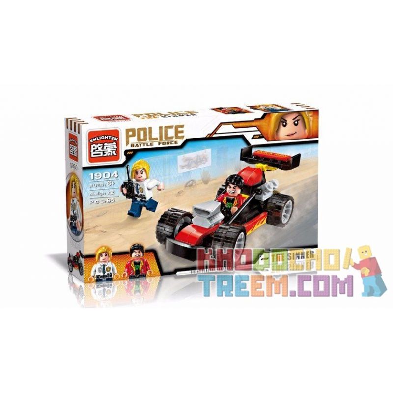 Enlighten 1904 Qman 1904 non  CẢNH SÁT BÁO ĐỘNG XE ĐUA ẨU bộ đồ chơi xếp lắp ráp ghép mô hình Police POLICE BATTLE FORCE THE SINNER 95 khối