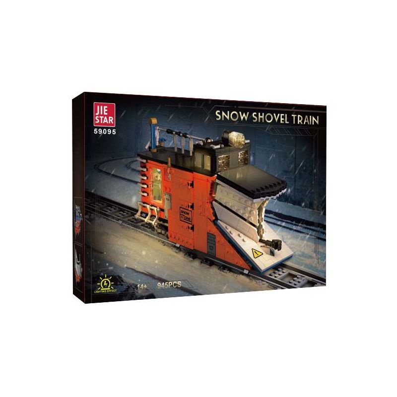 JIESTAR 59095 XỬ LÝ TUYẾT ĐANG CÀY bộ đồ chơi xếp lắp ráp ghép mô hình City SNOW SHOVEL TRAIN Thành Phố 945 khối