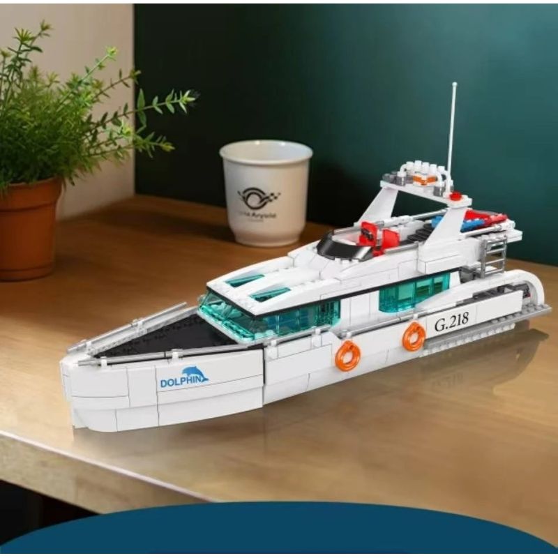 MouldKing 10218 Mould King 10218 DU THUYỀN CÁ HEO TRẮNG bộ đồ chơi xếp lắp ráp ghép mô hình City Thành Phố 857 khối