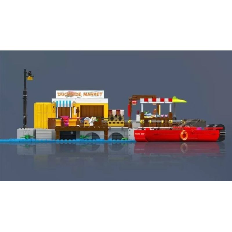 MouldKing 10186 Mould King 10186 THỊ TRƯỜNG BẾN TÀU bộ đồ chơi xếp lắp ráp ghép mô hình City Thành Phố 869 khối