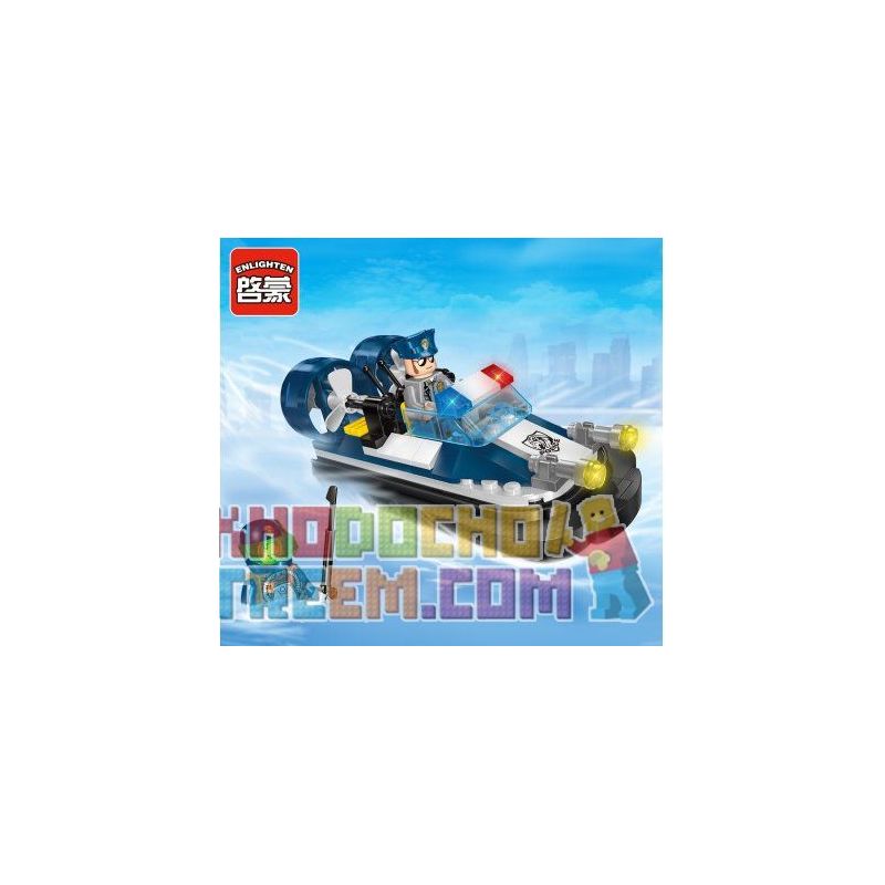 Enlighten 1903 Qman 1903 non  THUYỀN PHAO CỦA CẢNH SÁT bộ đồ chơi xếp lắp ráp ghép mô hình Police POLICE BATTLE FORCE MARINE CORPS 105 khối