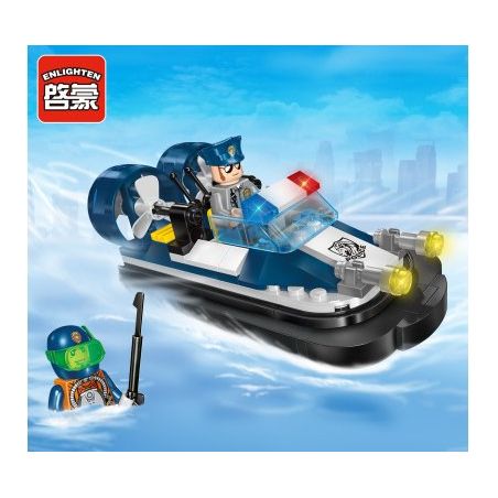 Enlighten 1903 Qman 1903 non  THUYỀN PHAO CỦA CẢNH SÁT bộ đồ chơi xếp lắp ráp ghép mô hình Police POLICE BATTLE FORCE MARINE CORPS 105 khối