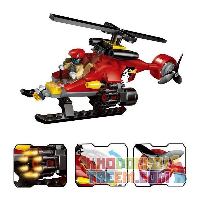 Enlighten 1902 Qman 1902 non  TẤN CÔNG CẢNH SÁT BẰNG TRỰC THĂNG bộ đồ chơi xếp lắp ráp ghép mô hình Police POLICE BATTLE FORCE FLYING SQYAD 111 khối