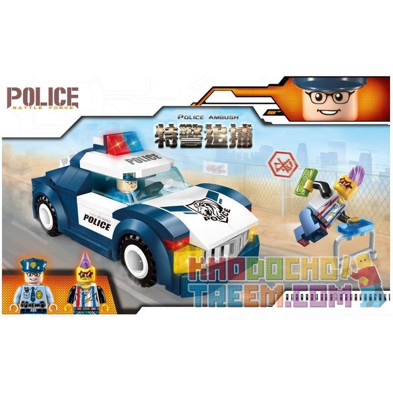 Enlighten 1901 Qman 1901 non  TRỐN THOÁT KHỎI XE CẢNH SÁT bộ đồ chơi xếp lắp ráp ghép mô hình Police POLICE BATTLE FORCE RACING 111 khối