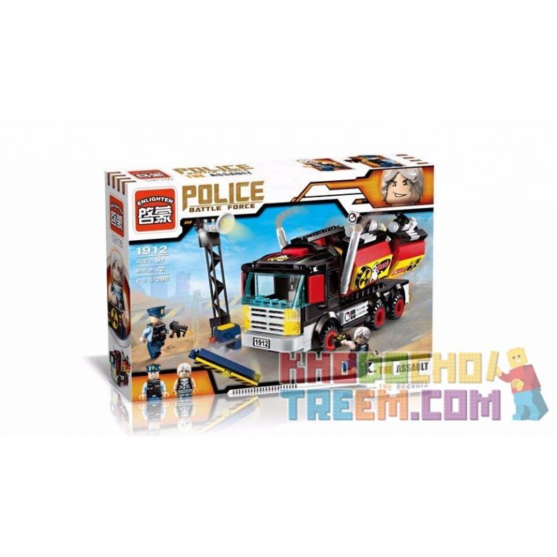 Enlighten 1912 Qman 1912 non  KHỦNG BỐ BẰNG XE TẢI bộ đồ chơi xếp lắp ráp ghép mô hình Police POLICE BATTLE FORCE THE ASSAULT Cảnh Sát 292 khối