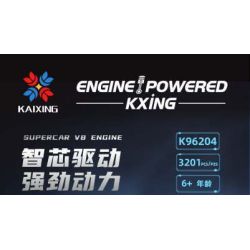 KAIXING K96204 96204 ĐỘNG CƠ SIÊU XE MÔ PHỎNG bộ đồ chơi xếp lắp ráp ghép mô hình Technic SUPERCAR V8 ENGINE Kỹ Thuật Công Nghệ Cao Mô Hình Phương Tiện 3201 khối
