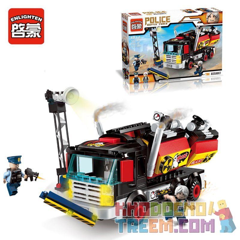 Enlighten 1912 Qman 1912 non  KHỦNG BỐ BẰNG XE TẢI bộ đồ chơi xếp lắp ráp ghép mô hình Police POLICE BATTLE FORCE THE ASSAULT Cảnh Sát 292 khối