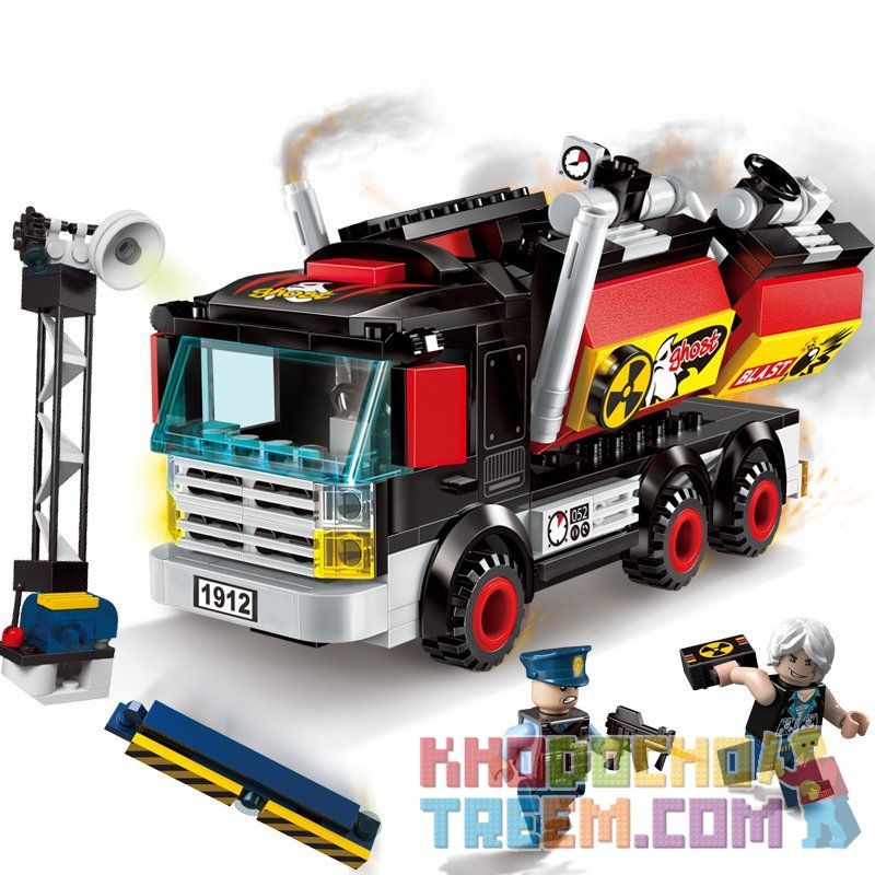 Enlighten 1912 Qman 1912 non  KHỦNG BỐ BẰNG XE TẢI bộ đồ chơi xếp lắp ráp ghép mô hình Police POLICE BATTLE FORCE THE ASSAULT Cảnh Sát 292 khối