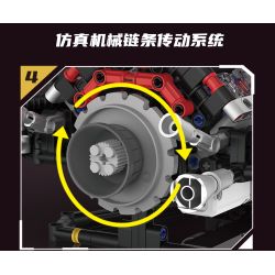 KAIXING K96212 96212 ĐỘNG CƠ SIÊU XE MÔ PHỎNG bộ đồ chơi xếp lắp ráp ghép mô hình Technic SUPERCAR V8 ENGINE Kỹ Thuật Công Nghệ Cao Mô Hình Phương Tiện 664 khối