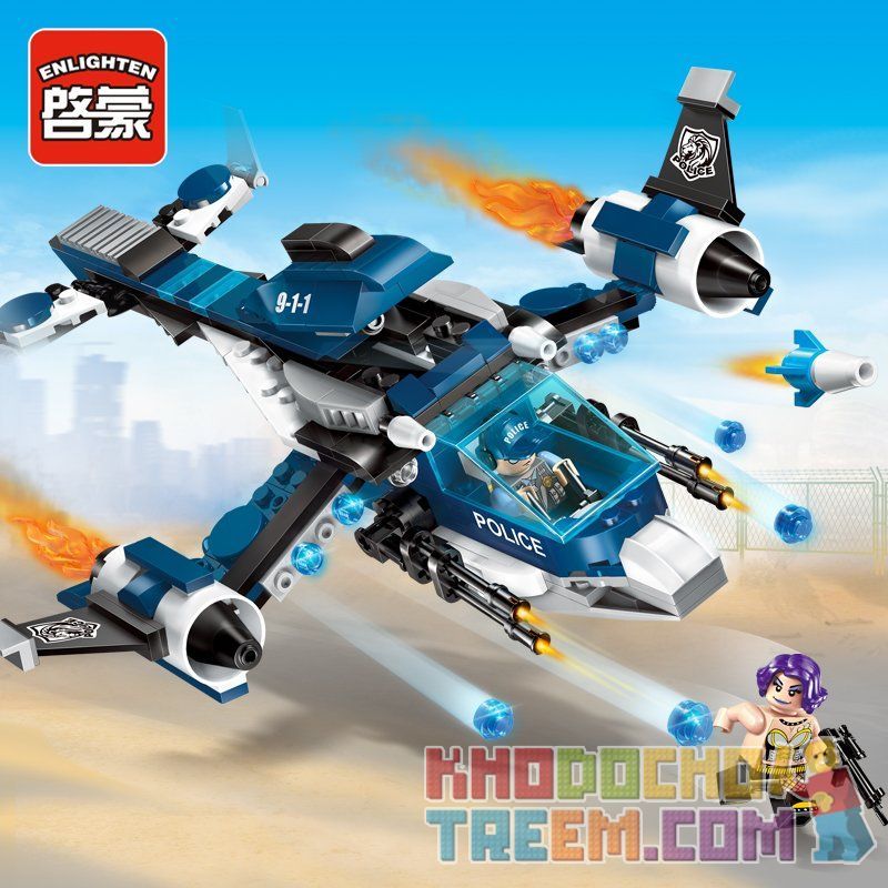 Enlighten 1911 Qman 1911 non  MÁY BAY CẢNH SÁT TIÊU DIỆT TỘI PHẠM bộ đồ chơi xếp lắp ráp ghép mô hình Police POLICE BATTLE FORCE THE SECRET MISSION 275 khối