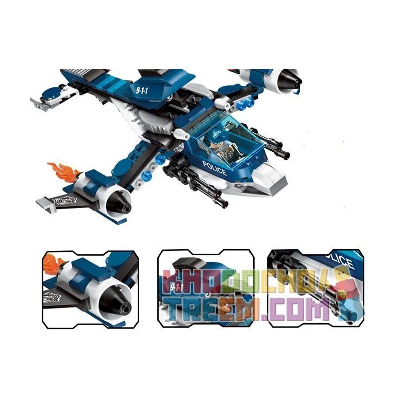 Enlighten 1911 Qman 1911 non  MÁY BAY CẢNH SÁT TIÊU DIỆT TỘI PHẠM bộ đồ chơi xếp lắp ráp ghép mô hình Police POLICE BATTLE FORCE THE SECRET MISSION 275 khối