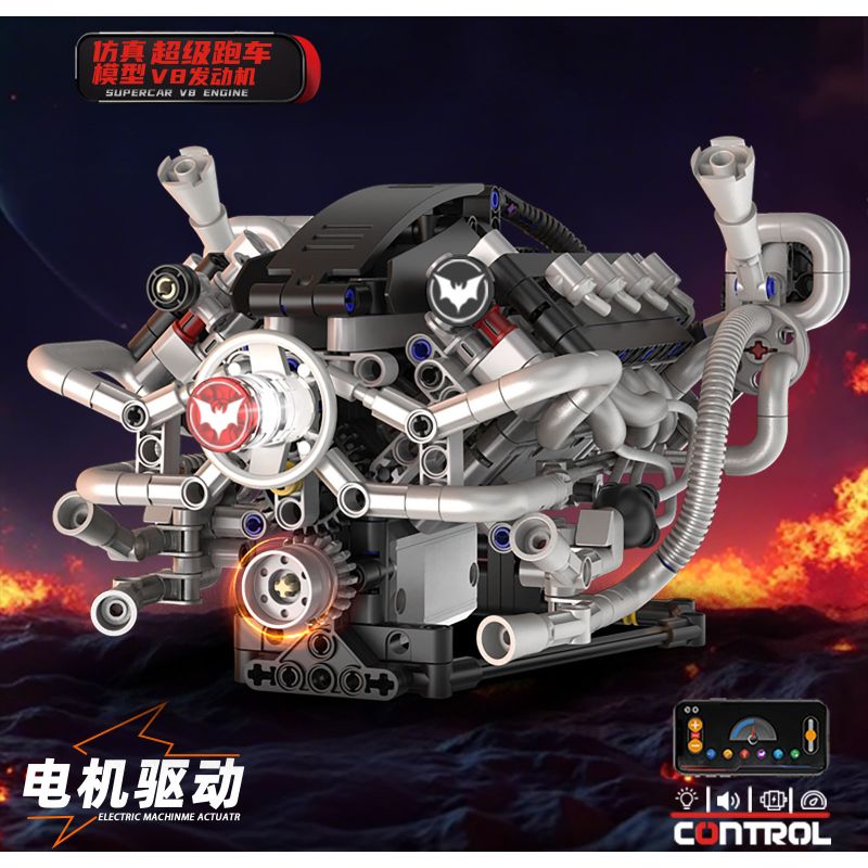 KAIYU KEEYEE WORLD K96213 96213 ĐỘNG CƠ SIÊU XE MÔ PHỎNG bộ đồ chơi xếp lắp ráp ghép mô hình Technic SUPERCAR V8 ENGINE Kỹ Thuật Công Nghệ Cao Mô Hình Phương Tiện 770 khối