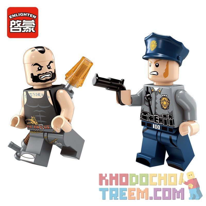 Enlighten 1910 Qman 1910 non  TẤN CÔNG XE CẢNH SÁT BẰNG ROCKET bộ đồ chơi xếp lắp ráp ghép mô hình Police POLICE BATTLE FORCE TRUE DETECTIVE 303 khối