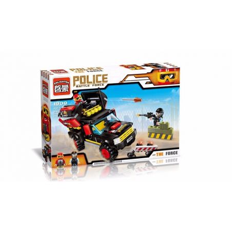 Enlighten 1909 Qman 1909 non  TẤN CÔNG ĐỒN CẢNH SÁT BẰNG XE ROCKET bộ đồ chơi xếp lắp ráp ghép mô hình Police POLICE BATTLE FORCE THE 240 khối