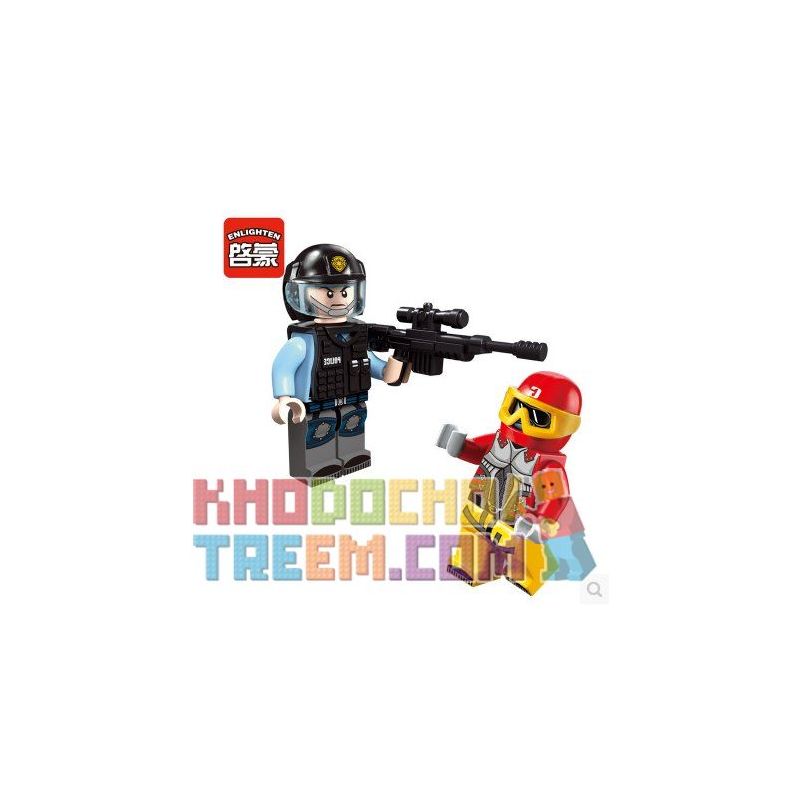 Enlighten 1909 Qman 1909 non  TẤN CÔNG ĐỒN CẢNH SÁT BẰNG XE ROCKET bộ đồ chơi xếp lắp ráp ghép mô hình Police POLICE BATTLE FORCE THE 240 khối