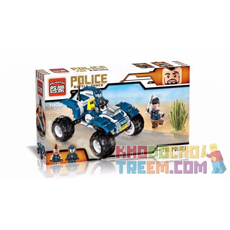 Enlighten 1908 Qman 1908 non  XE MÁY TUẦN TRA 4 BÁNH bộ đồ chơi xếp lắp ráp ghép mô hình Police POLICE BATTLE FORCE THE Cảnh Sát 139 khối