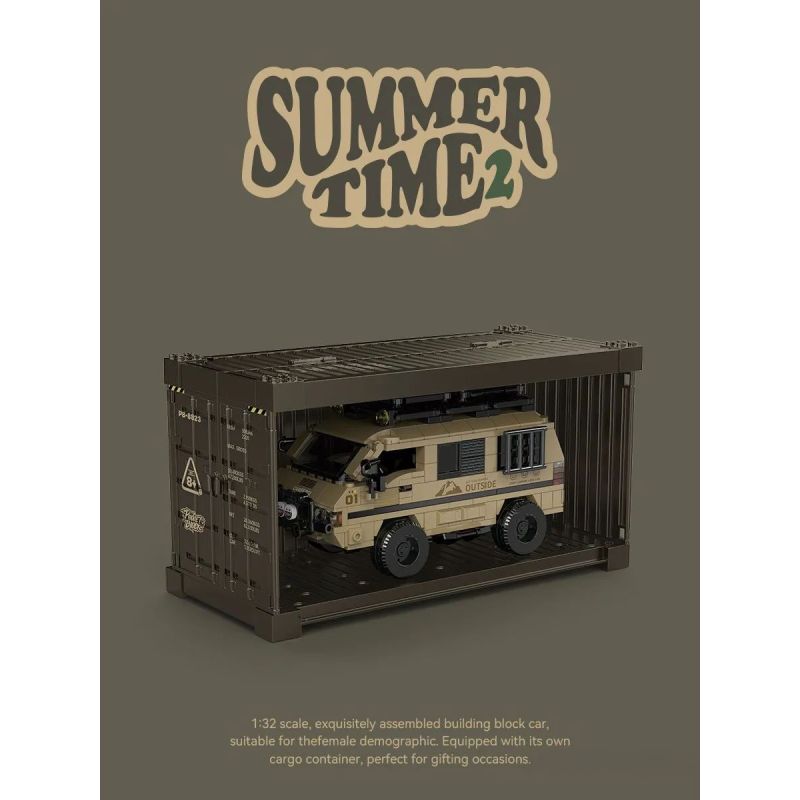 Pinbo PB8823 Summer Time 2 Xếp hình lắp ráp ghép mô hình Camper Delica L300 mùa hè