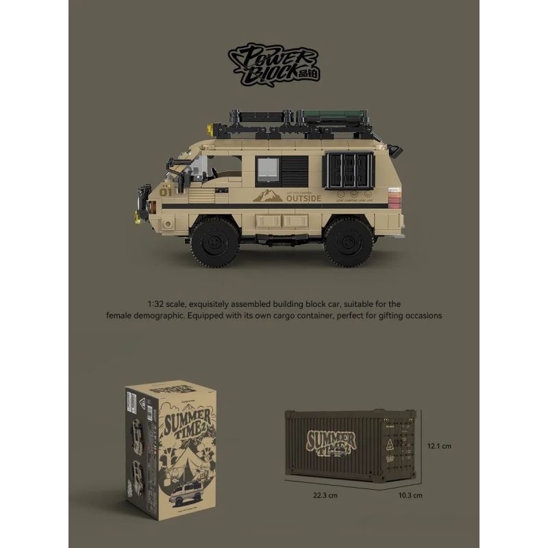 Pinbo PB8823 Summer Time 2 Xếp hình lắp ráp ghép mô hình Camper Delica L300 mùa hè