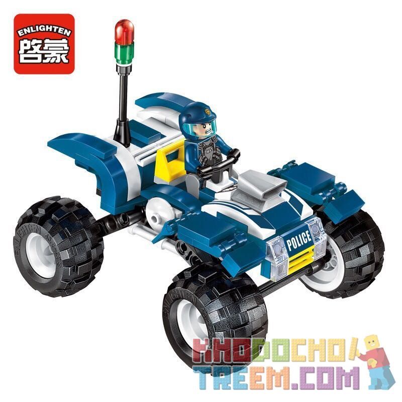 Enlighten 1908 Qman 1908 non  XE MÁY TUẦN TRA 4 BÁNH bộ đồ chơi xếp lắp ráp ghép mô hình Police POLICE BATTLE FORCE THE Cảnh Sát 139 khối
