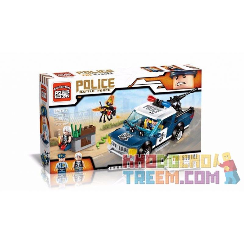 Enlighten 1907 Qman 1907 non  PHỤC KÍCH XE CẢNH SÁT BẰNG BOM BAY bộ đồ chơi xếp lắp ráp ghép mô hình Police POLICE BATTLE FORCE THE STRIKE 186 khối