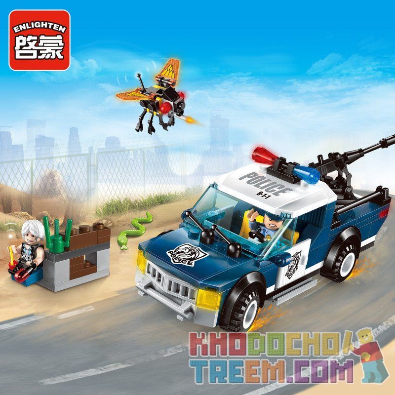Enlighten 1907 Qman 1907 non  PHỤC KÍCH XE CẢNH SÁT BẰNG BOM BAY bộ đồ chơi xếp lắp ráp ghép mô hình Police POLICE BATTLE FORCE THE STRIKE 186 khối