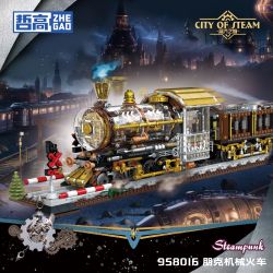 ZHEGAO 958016 THÀNH PHỐ HƠI NƯỚC TÀU CƠ KHÍ PUNK bộ đồ chơi xếp lắp ráp ghép mô hình STEAMPUNK 1970 khối