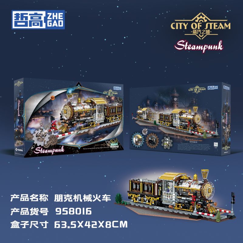 ZHEGAO 958016 Steampunk Xếp hình lắp ráp ghép mô hình Thành phố hơi nước: Tàu cơ khí Punk