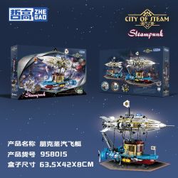 ZHEGAO 958015 THÀNH PHỐ HƠI NƯỚC PHI THUYỀN CƠ HỌC PUNK bộ đồ chơi xếp lắp ráp ghép mô hình STEAMPUNK 1256 khối