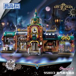 ZHEGAO 958013 THÀNH PHỐ STEAM QUÁN BAR STEAMPUNK bộ đồ chơi xếp lắp ráp ghép mô hình 1557 khối