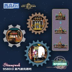 ZHEGAO 958013 Steampunk Xếp hình lắp ráp ghép mô hình Thành phố Steam: Quán bar Steampunk