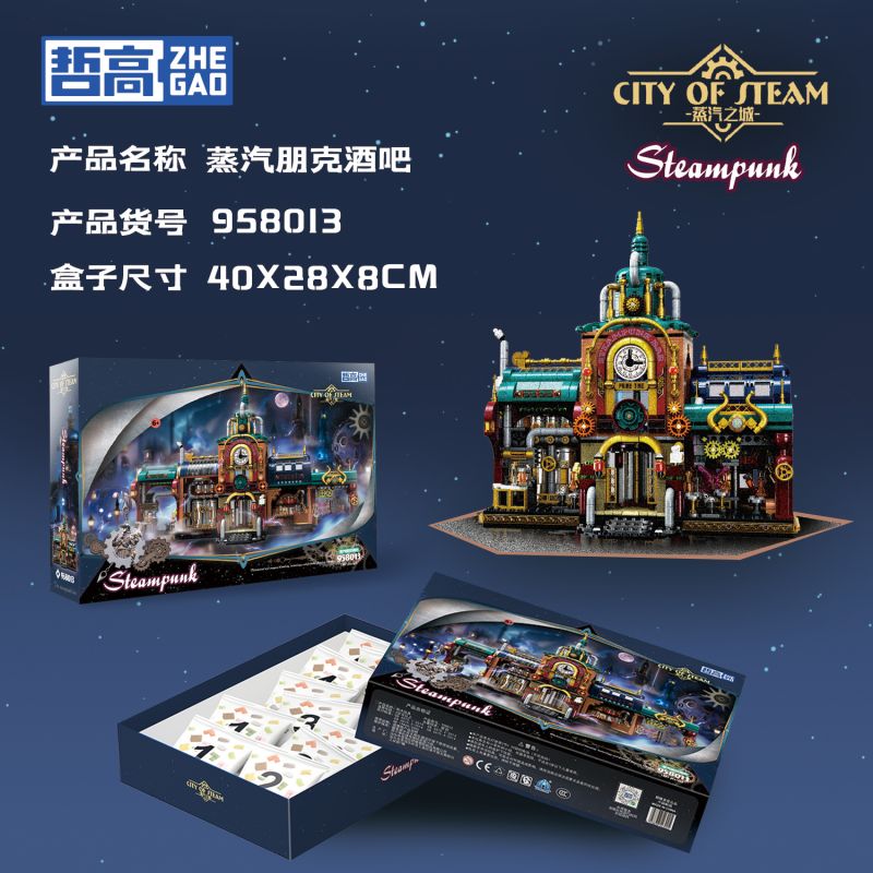 ZHEGAO 958013 Steampunk Xếp hình lắp ráp ghép mô hình Thành phố Steam: Quán bar Steampunk