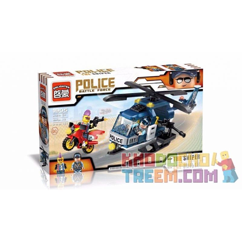 Enlighten 1905 Qman 1905 non  BẮN TỈA TỘI PHẠM BẰNG TRỰC THĂNG bộ đồ chơi xếp lắp ráp ghép mô hình Police POLICE BATTLE FORCE THE SNIPER Cảnh Sát 157 khối