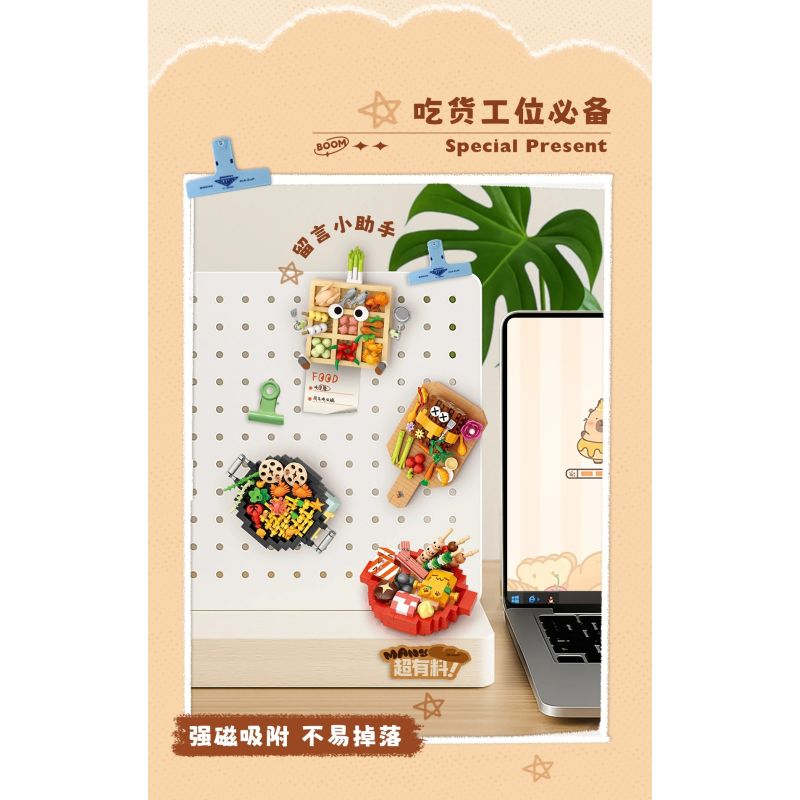 WANGE LIGAO Dr.Luck 8871 Xếp hình lắp ráp ghép mô hình Nhãn dán tủ lạnh thực phẩm: Nhãn dán tủ lạnh luộc Kanto