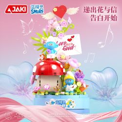 JAKI HK325 Smurf Xếp hình lắp ráp ghép mô hình Hộp nhạc tình yêu smurf