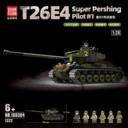QUANGUAN 100304 T26E4 Super Pershing Pilot #1 Xếp hình lắp ráp ghép mô hình Xe thử nghiệm số 1