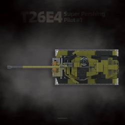 QUANGUAN 100304 T26E4 Super Pershing Pilot #1 Xếp hình lắp ráp ghép mô hình Xe thử nghiệm số 1