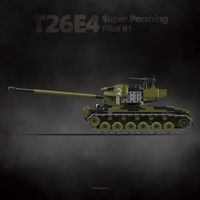 QUANGUAN 100304 T26E4 Super Pershing Pilot #1 Xếp hình lắp ráp ghép mô hình Xe thử nghiệm số 1