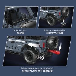 MouldKing 15085 Bronco Raptor Pull-Back Car Xếp hình lắp ráp ghép mô hình Một con ngựa dữ dội và một con raptor trở lại lốp xe