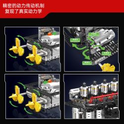 MouldKing 10209 Inline 6-Cylinder Aircraft Carrier Engine Xếp hình lắp ráp ghép mô hình Động cơ vận chuyển máy bay 6 xi-lanh nội tuyến