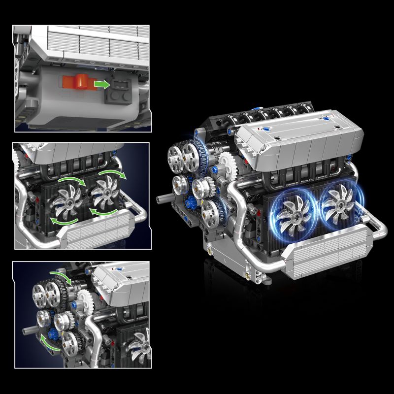 MouldKing 10213 BNW Car Engine Xếp hình lắp ráp ghép mô hình Động cơ ô tô BNW