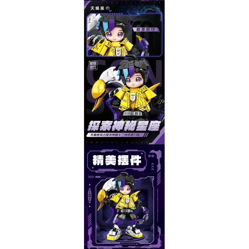 minGDi LEIBAO 8833 Zodiac Sign Xếp hình lắp ráp ghép mô hình Mười hai cung hoàng đạo của thế hệ người chơi sáng tạo: Bọ Cạp