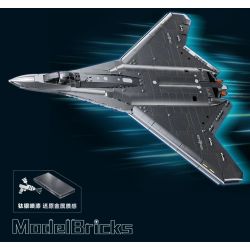 Sluban M38-B1587 J-50S Xếp hình lắp ráp ghép mô hình Khu vực chơi mô hình: Máy bay chiến đấu tàng hình thế hệ thứ sáu của J-50s 1:44