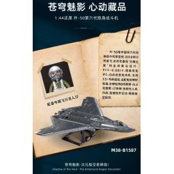 Sluban M38-B1587 J-50S Xếp hình lắp ráp ghép mô hình Khu vực chơi mô hình: Máy bay chiến đấu tàng hình thế hệ thứ sáu của J-50s 1:44