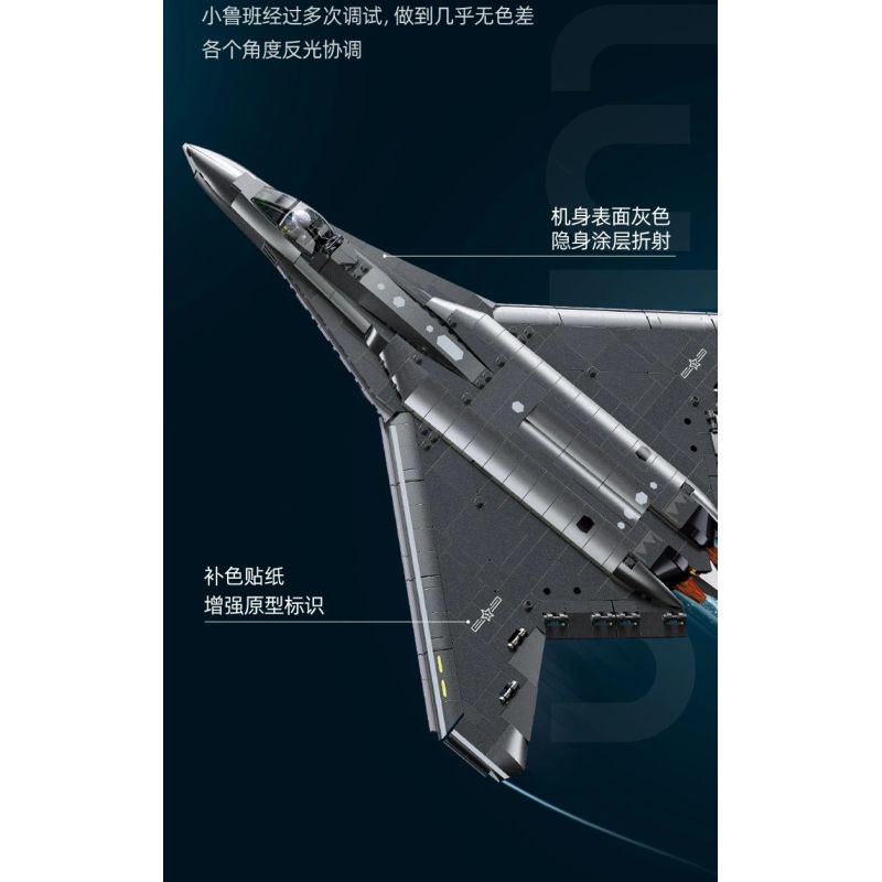 Sluban M38-B1587 J-50S Xếp hình lắp ráp ghép mô hình Khu vực chơi mô hình: Máy bay chiến đấu tàng hình thế hệ thứ sáu của J-50s 1:44