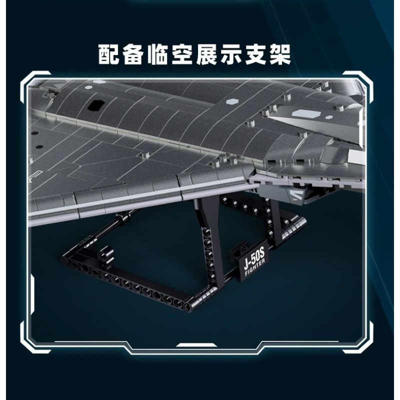 Sluban M38-B1587 J-50S Xếp hình lắp ráp ghép mô hình Khu vực chơi mô hình: Máy bay chiến đấu tàng hình thế hệ thứ sáu của J-50s 1:44