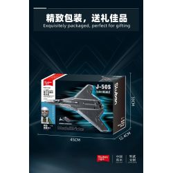 Sluban M38-B1587 J-50S Xếp hình lắp ráp ghép mô hình Khu vực chơi mô hình: Máy bay chiến đấu tàng hình thế hệ thứ sáu của J-50s 1:44