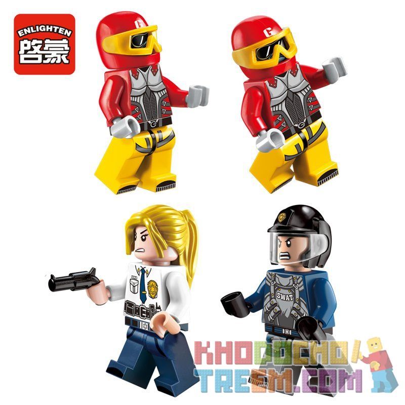 Enlighten 1915 Qman 1915 non  TẤN CÔNG TỘI PHẠM BAY BẰNG TÊN LỬA CÁ NHÂN bộ đồ chơi xếp lắp ráp ghép mô hình Police POLICE BATTLE FORCE Cảnh Sát 356 khối
