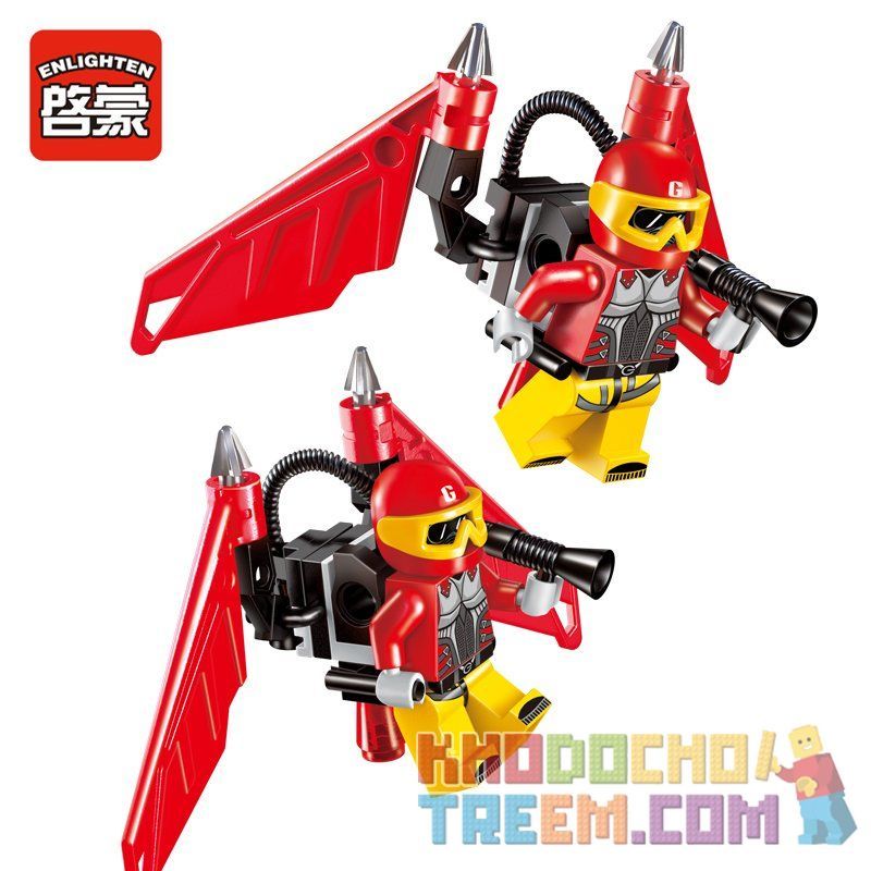 Enlighten 1915 Qman 1915 non  TẤN CÔNG TỘI PHẠM BAY BẰNG TÊN LỬA CÁ NHÂN bộ đồ chơi xếp lắp ráp ghép mô hình Police POLICE BATTLE FORCE Cảnh Sát 356 khối