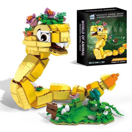 Mentojoy 8812 Fantastic Animal Snake Xếp hình lắp ráp ghép mô hình Rắn động vật tuyệt vời